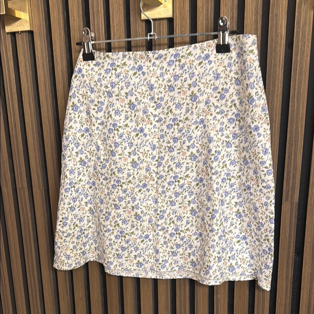 Reformation Blue and Pink Floral skirt